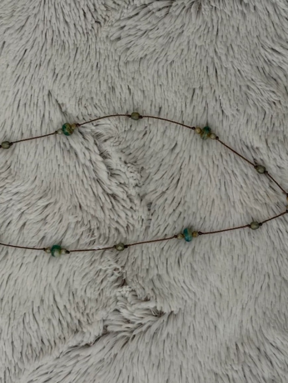Beaded Pendant Necklace in Brown & Green Like New